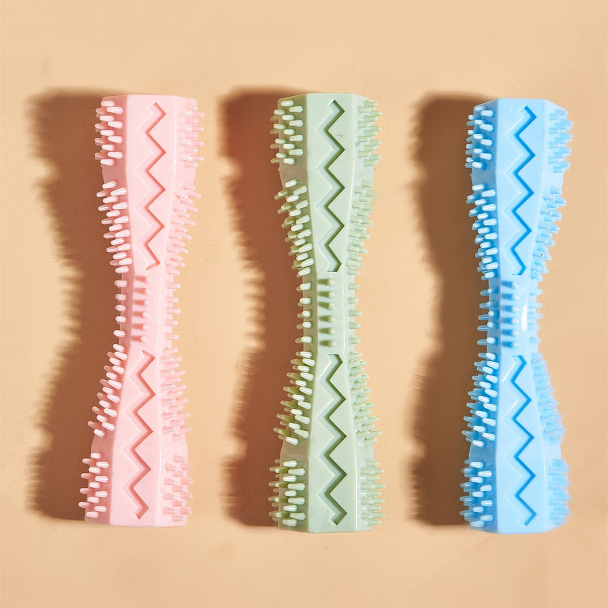 Chew sticks in three colours