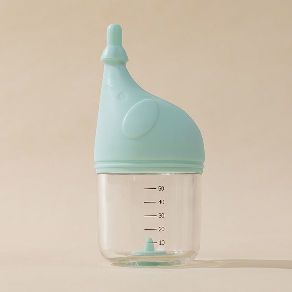 Blue pet nursing bottle with scale