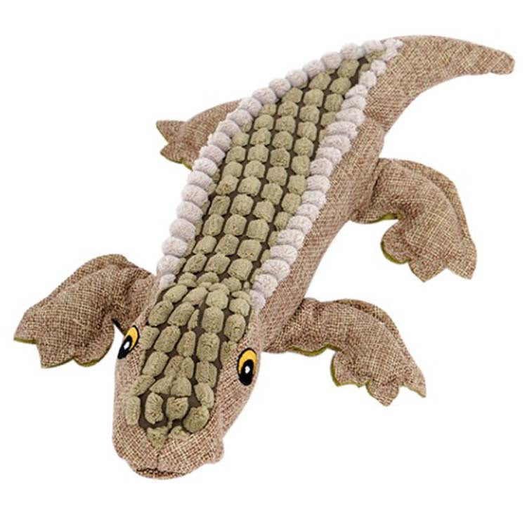Green plush crocodile dog toy