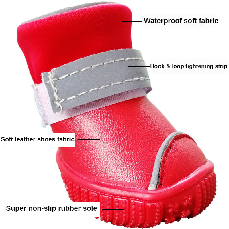 Dog boots – features: waterproof upper, strap, non-slip sole