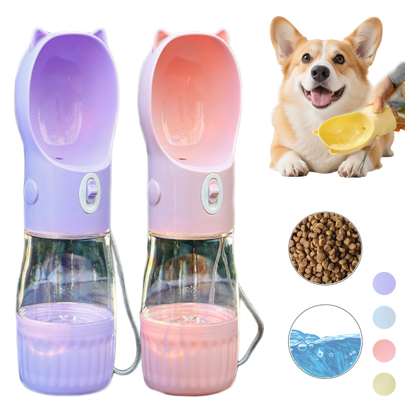 2-in-1 Dog Water Bottle with Food Container