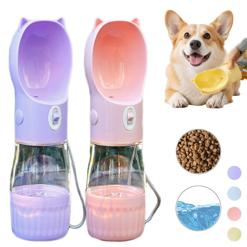 2-in-1 Dog Water Bottle with Food Container