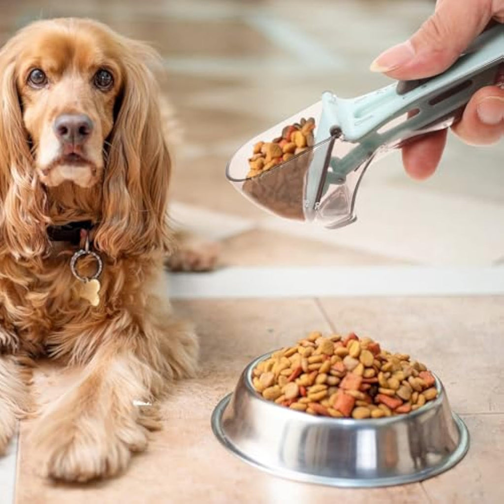 Measuring scoop used to portion dry dog food