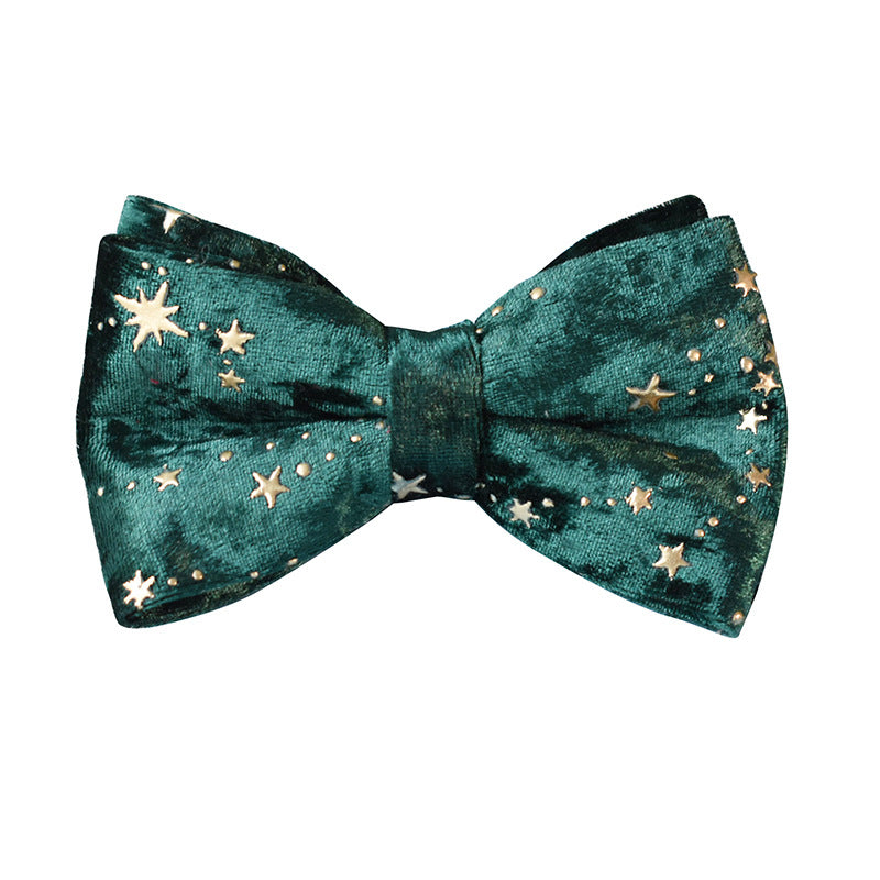Removable bow tie – green with golden stars