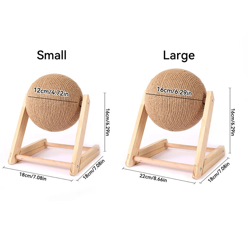 Cat Scratching Ball – Sisal Rope Scratcher with Wooden Stand
