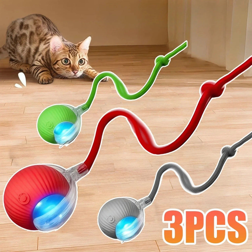 Self-Rolling Cat Ball – Rechargeable Toy with Teaser Tail