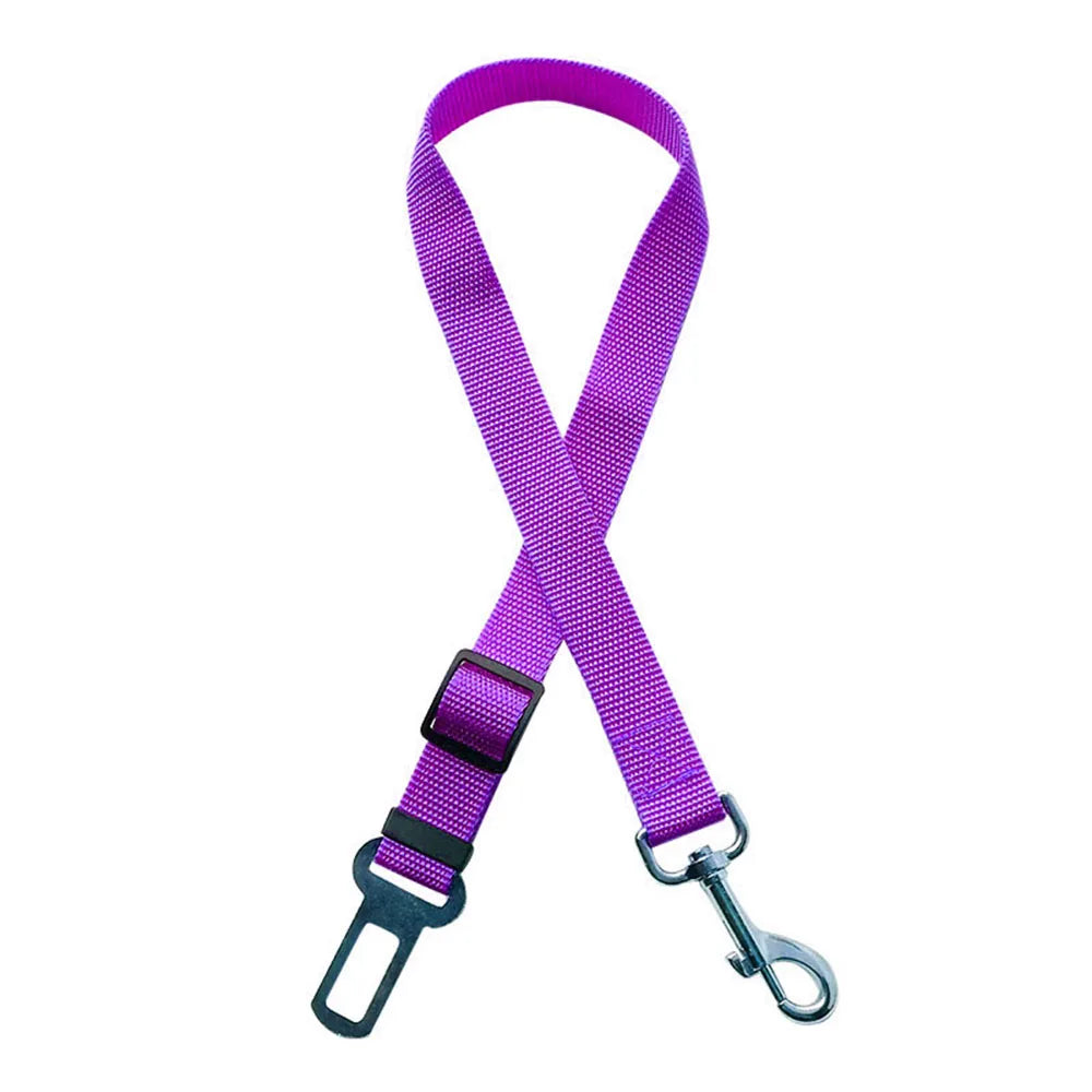 Adjustable Dog Car Seat Belt Tether – Reflective with Elastic Section