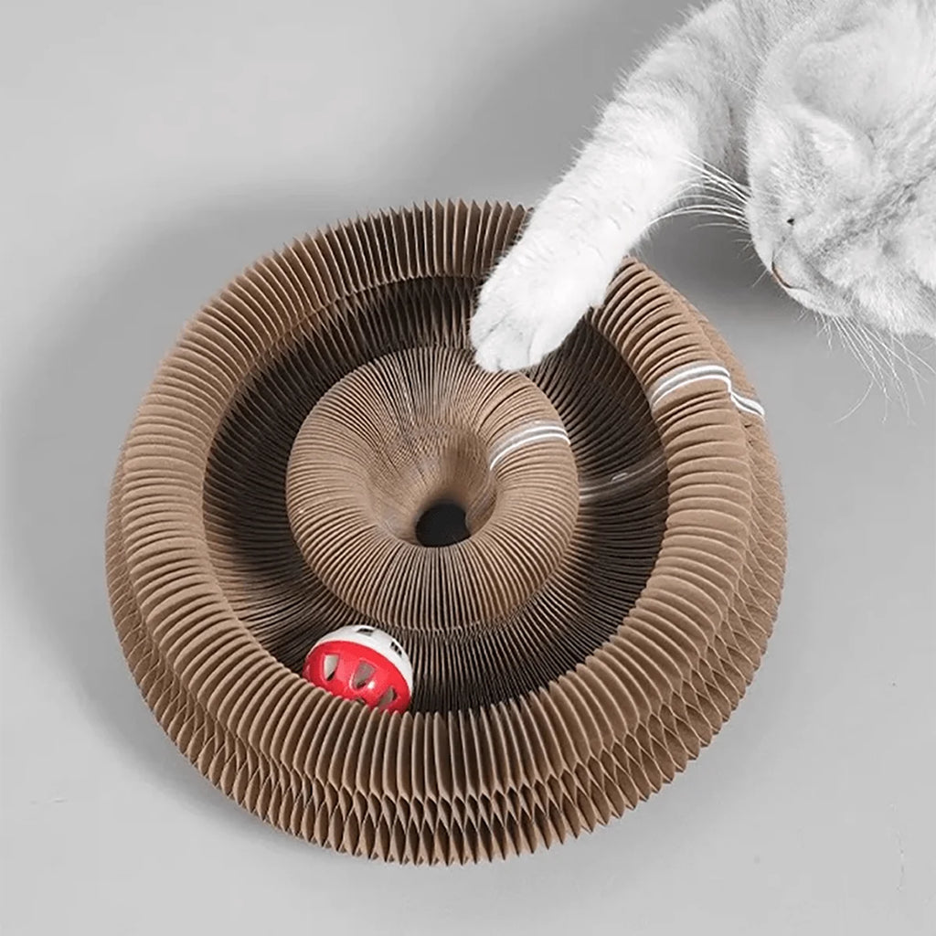 Folding Cardboard Cat Scratcher with Bell Ball