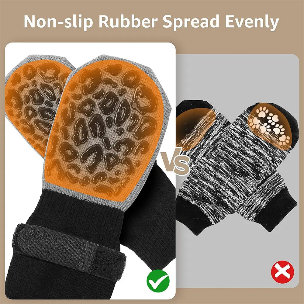 Anti-Slip Dog Socks – Set of 4 with Adjustable Straps