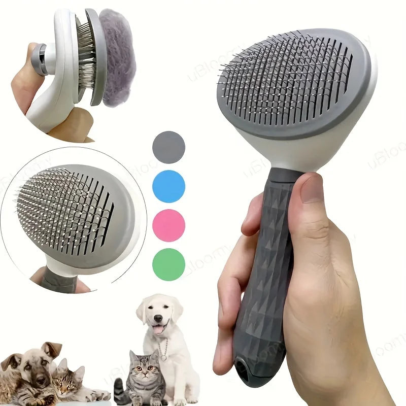 One-Click Self-Cleaning Pet Brush for Dogs & Cats