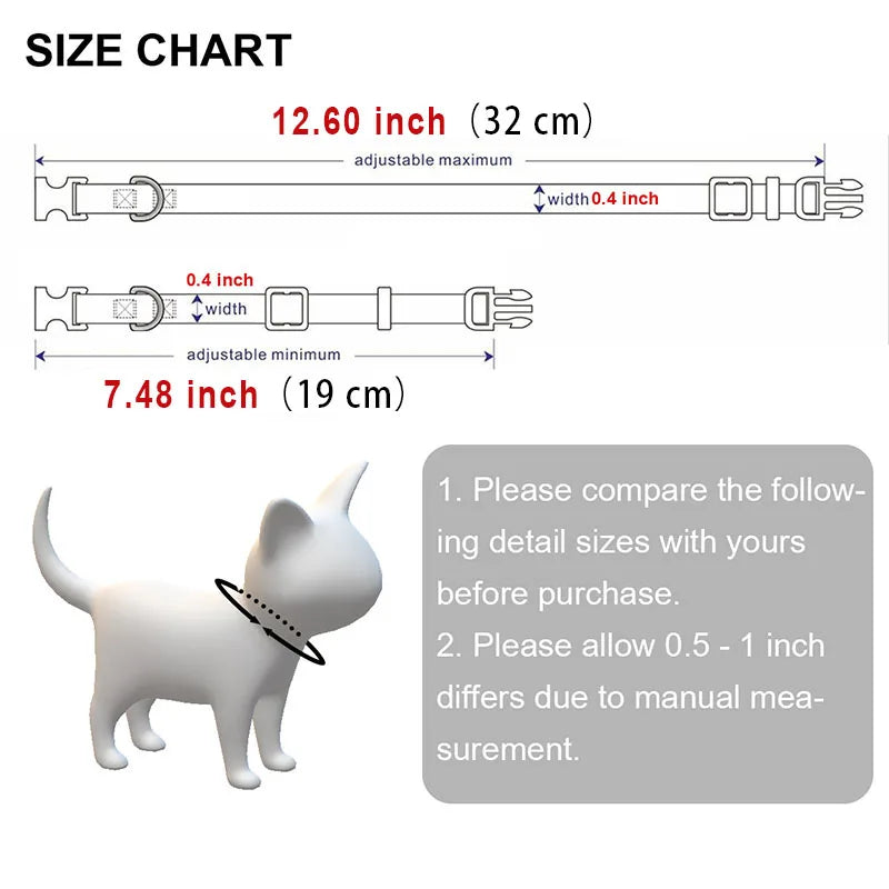 Personalised Cat Collar – Engraved ID, Reflective with Safety Buckle & Bell
