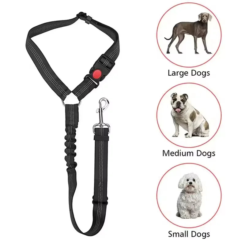 Dog Car Seat Belt Tether - Adjustable & Reflective