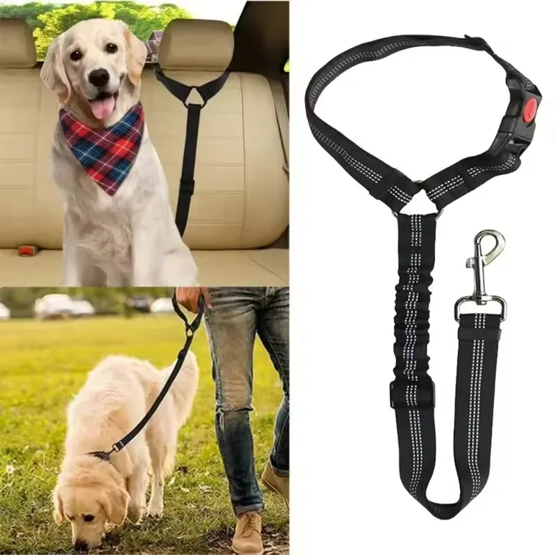Dog Car Seat Belt Tether - Adjustable & Reflective