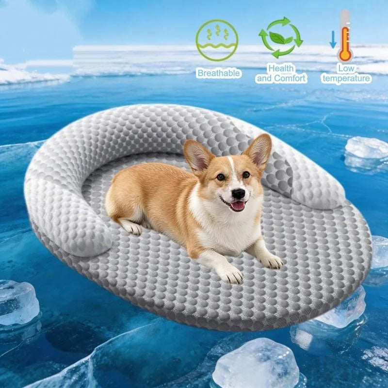 Cooling Pet Bed – Ice-Silk Oval Mat for Dogs & Cats