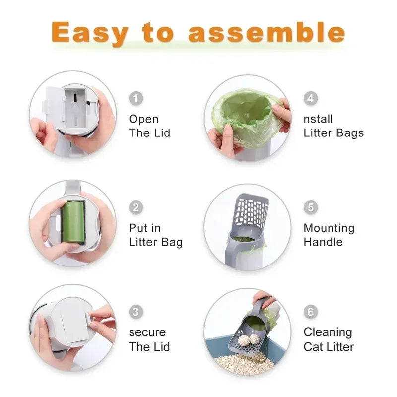 All-in-One Litter Scoop – Built-In Waste Bag Compartment