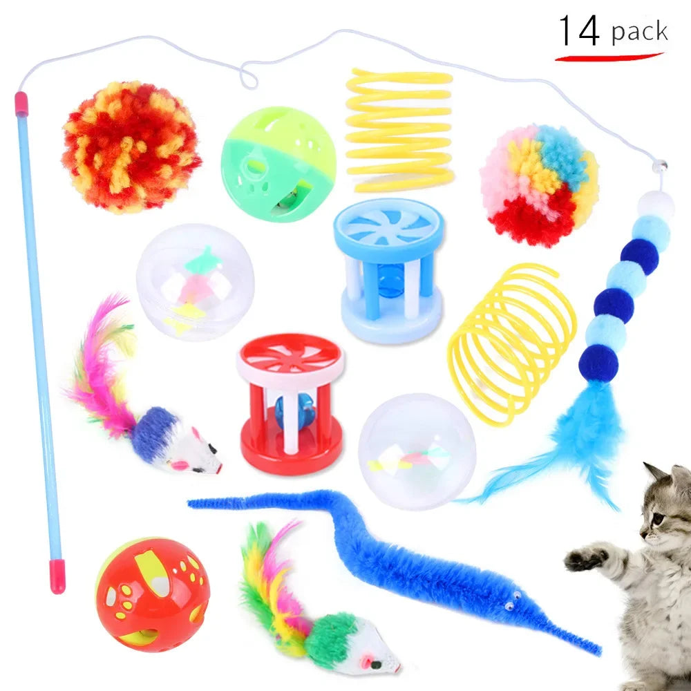Cat Toy Variety Set – Balls, Mice and Feather Teasers