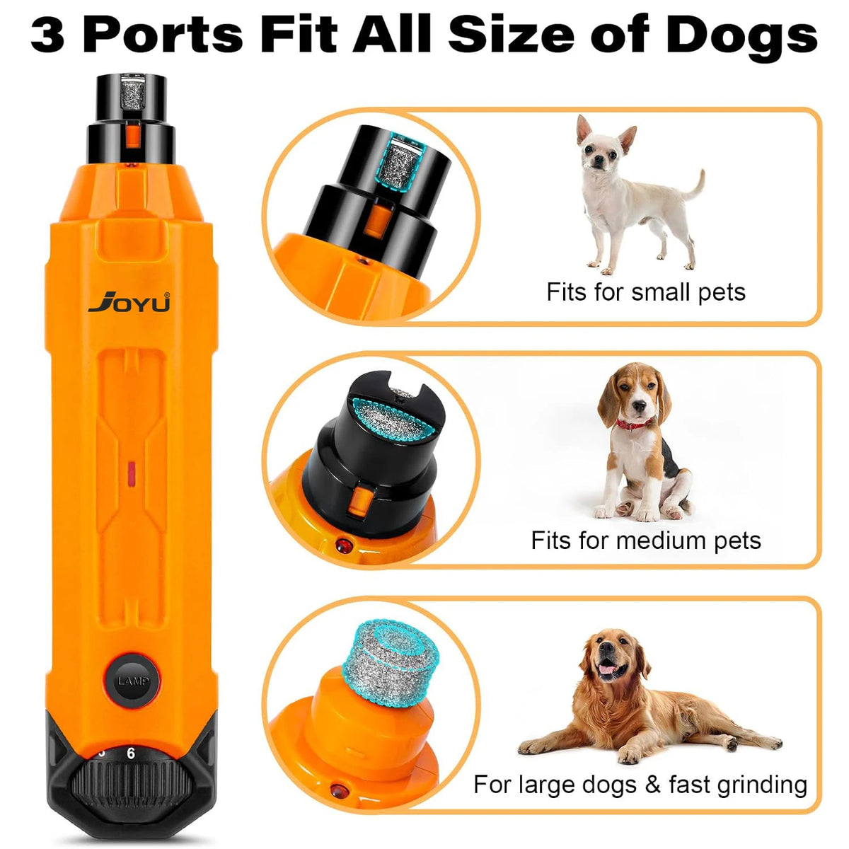 Quiet Dog Nail Grinder - 6 Speeds, Rechargeable