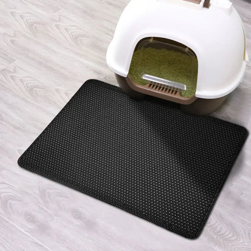 Double-Layer Cat Litter Mat - Catches Scattered Litter