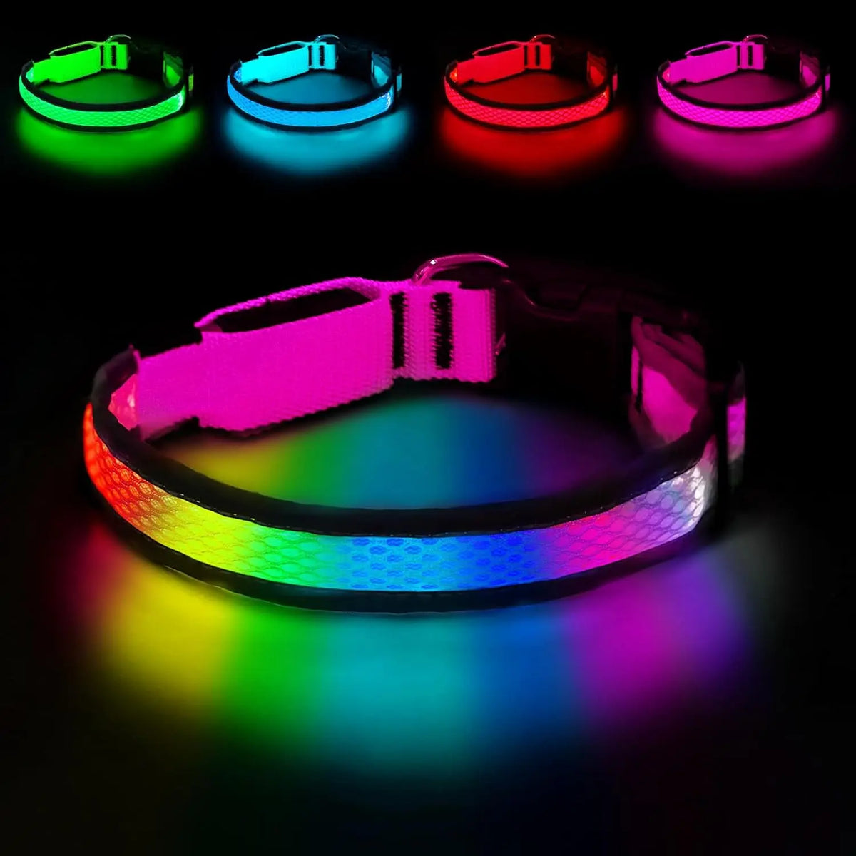 LED Safety Collar - USB Rechargeable, 3 Modes