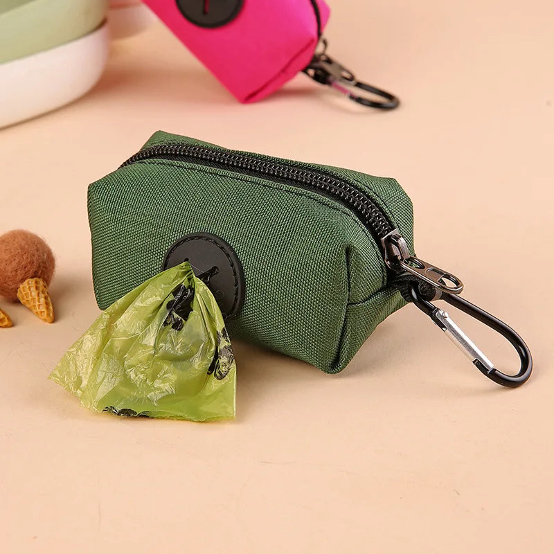 Dog Poop Bag Holder – Canvas Waste Bag Dispenser with Carabiner Clip