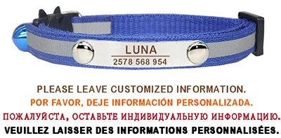 Personalisierte Katzenhalsband – Graviertes Namensschild, reflektierend mit Sicherheitsverschluss & Glöckchen