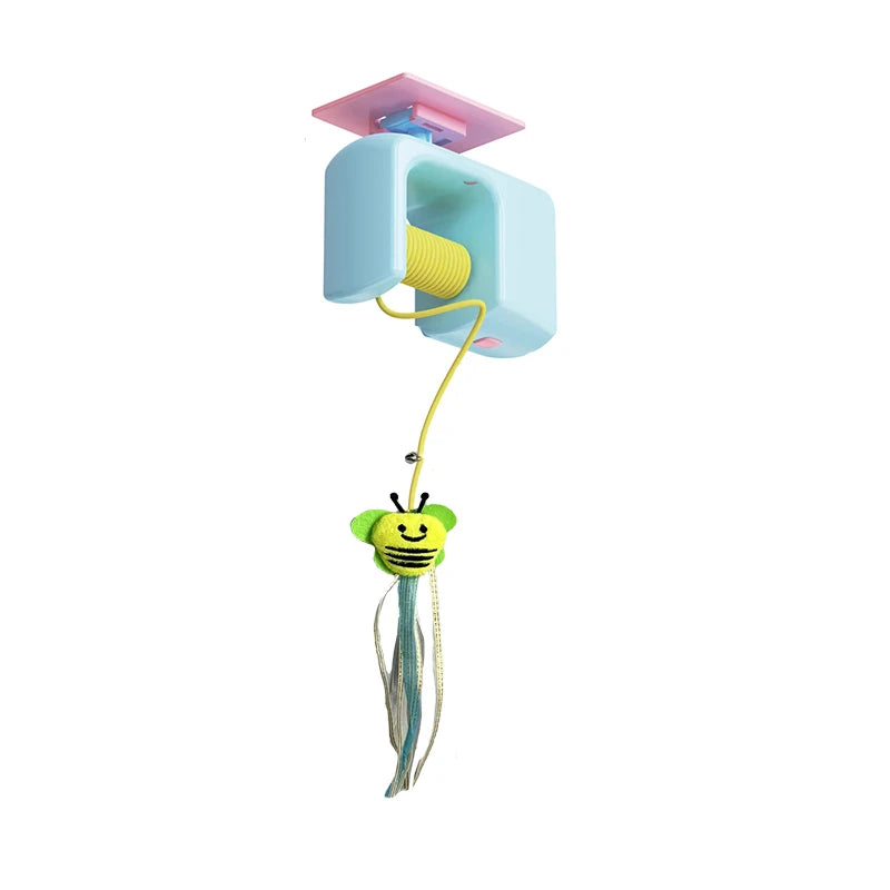 Hanging Cat Teaser – Retractable Feather Toy for Doorways