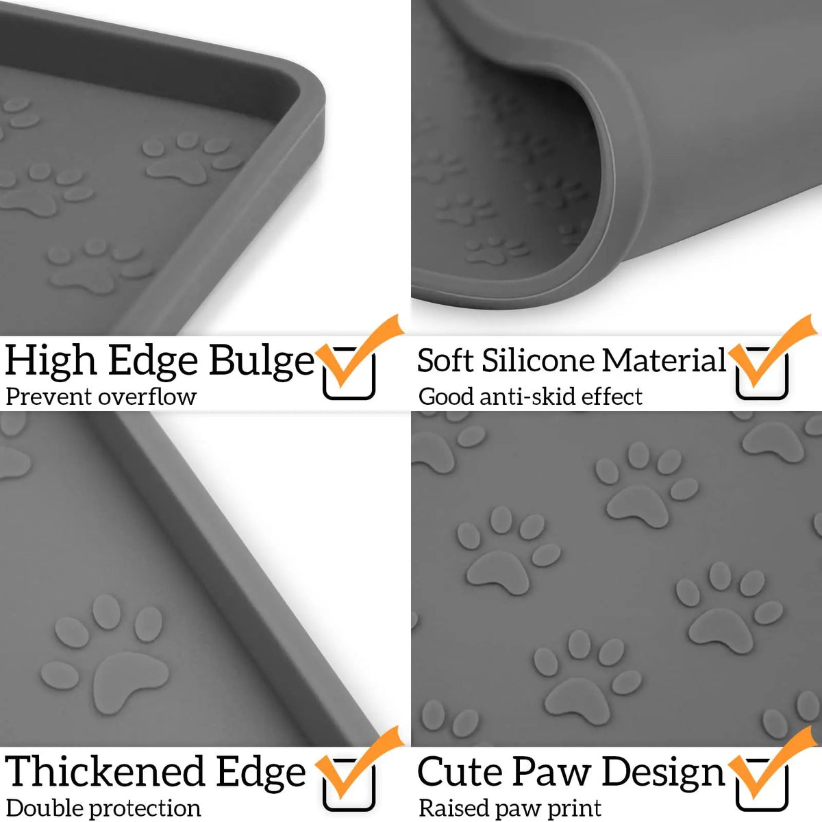 Paw Print Feeding Mat – Silicone Placemat with Raised Anti-Spill Edge