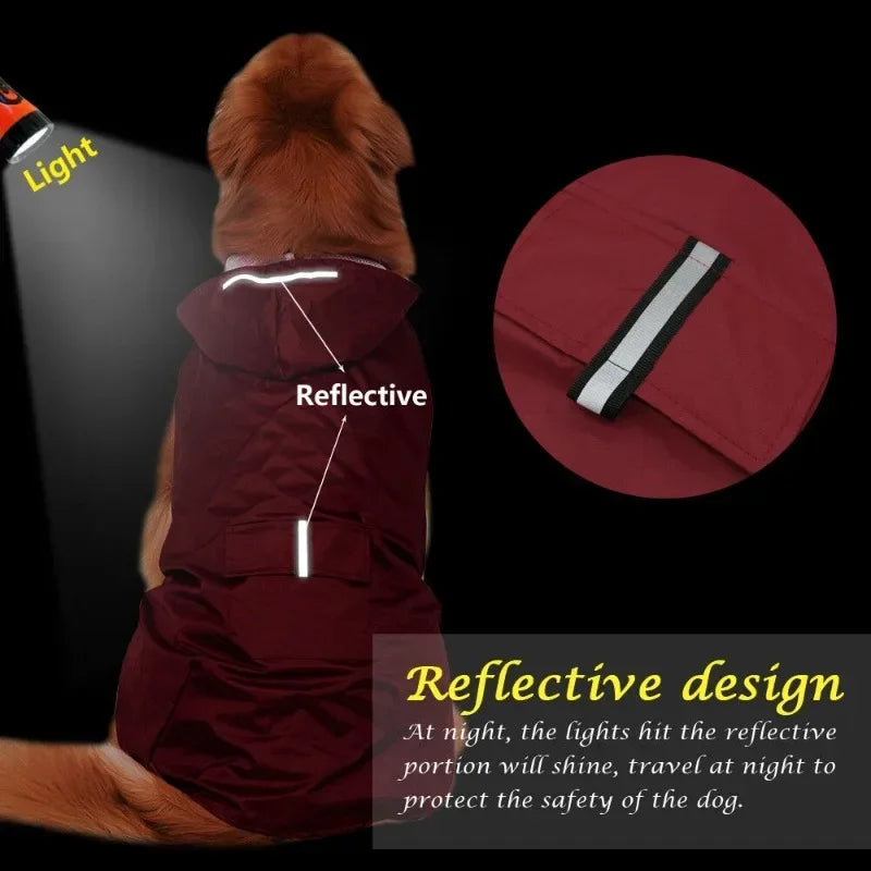 Dog Raincoat – Hooded Waterproof Jacket with Reflective Stripe