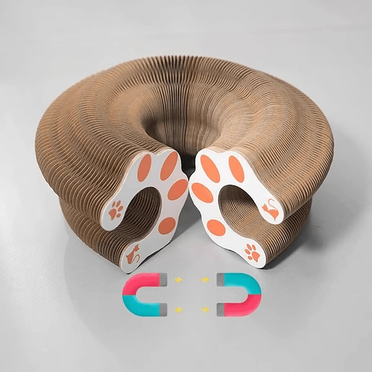 Folding Cardboard Cat Scratcher with Bell Ball