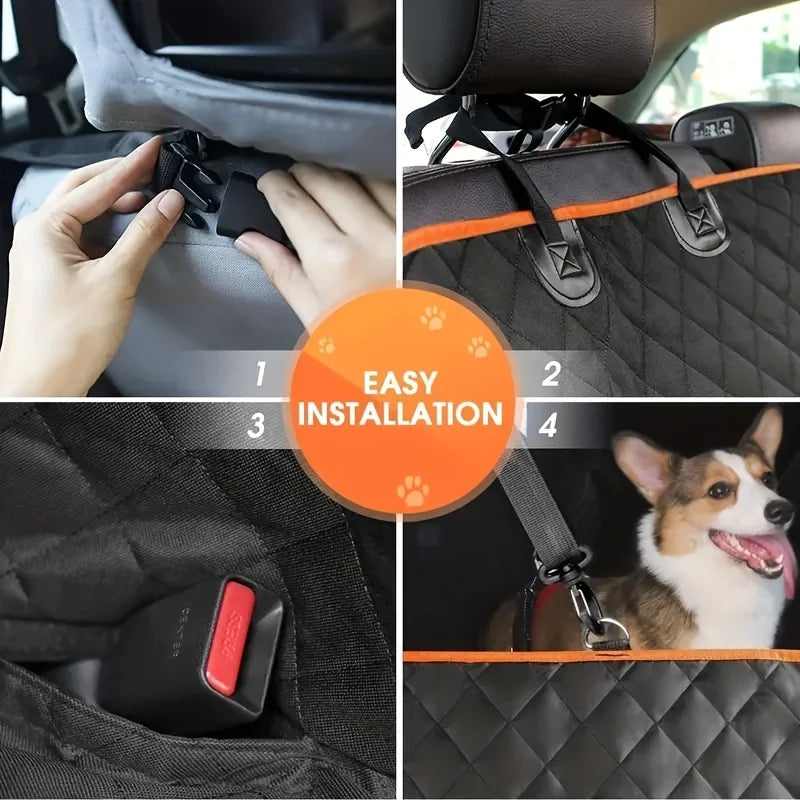 Dog Car Back Seat Cover – Water-Resistant Hammock with Mesh Window