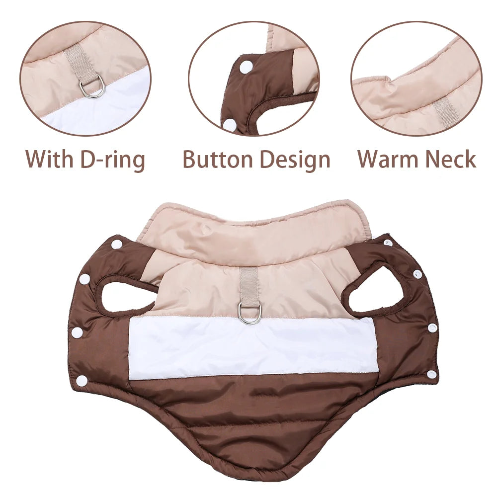 Waterproof Puppy Jacket – Fleece-Lined Coat with Lead D-Ring