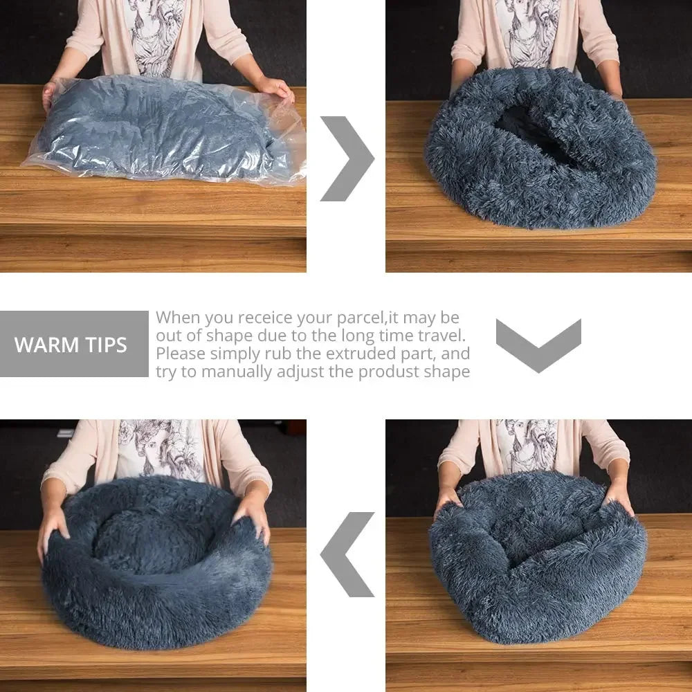 Donut Calming Bed - Plush Round Pet Bed