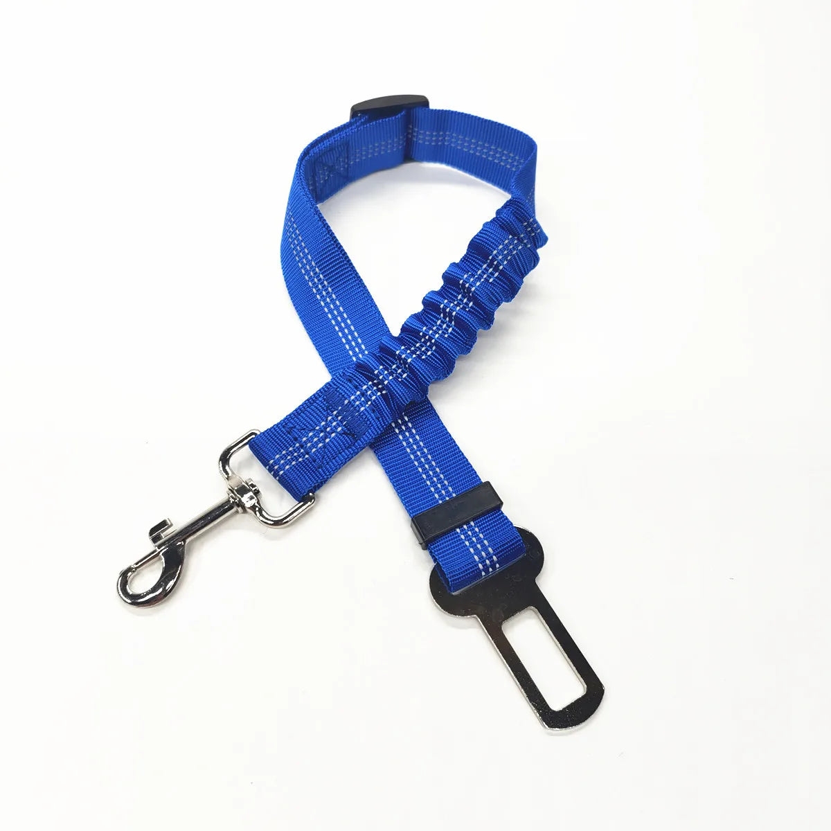 Adjustable Dog Car Seat Belt Tether – Reflective with Elastic Section