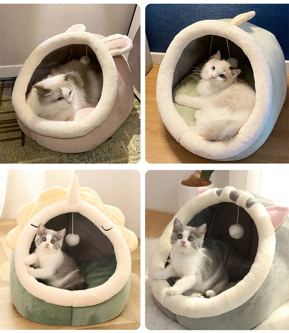 Foldable Cat Cave Bed with Washable Cover