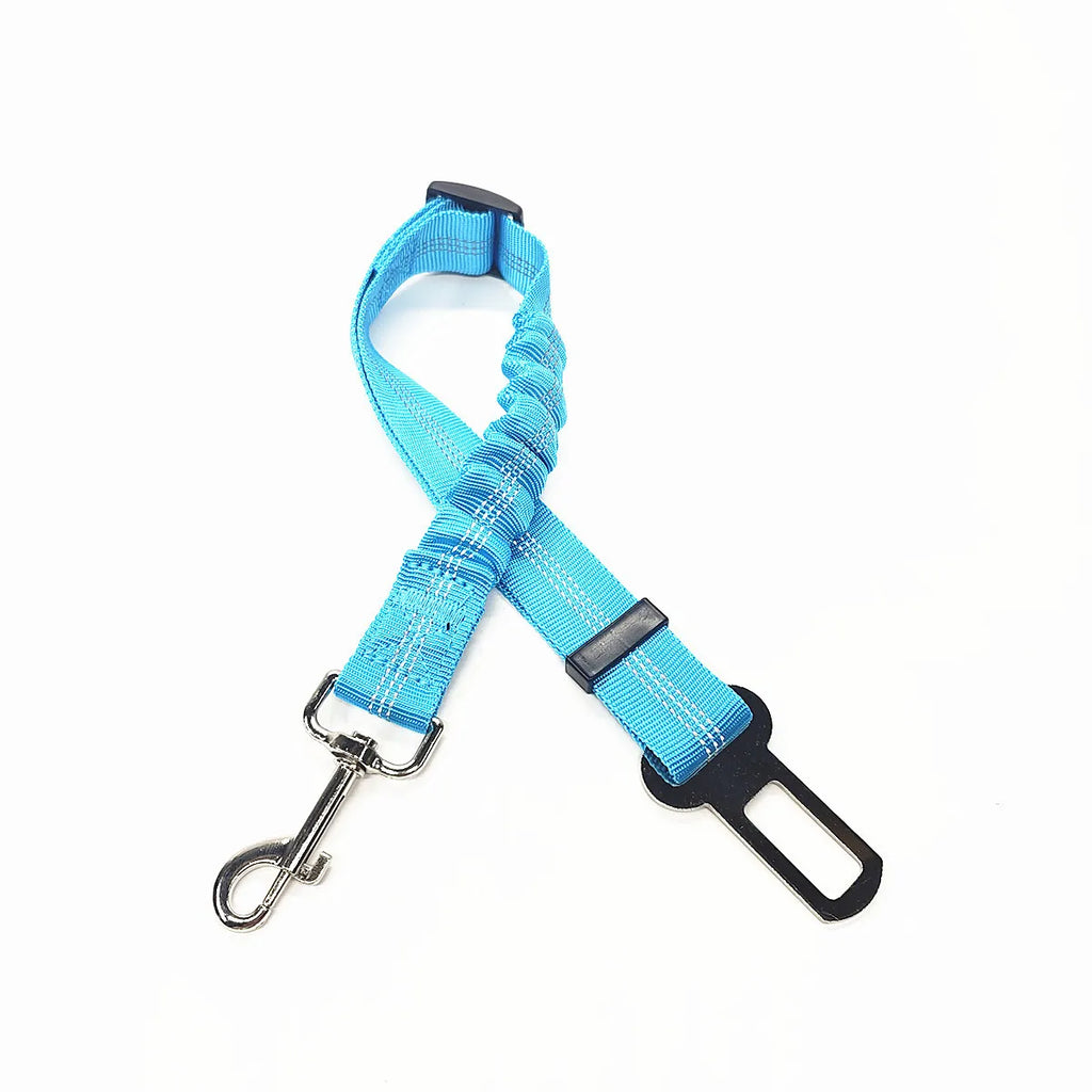 Adjustable Dog Car Seat Belt Tether – Reflective with Elastic Section