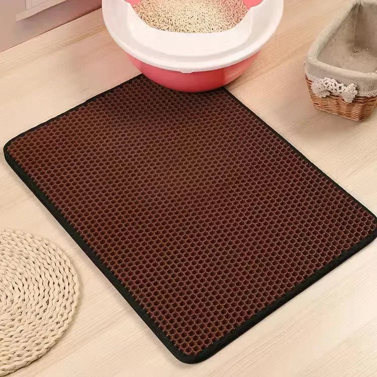 Double-Layer Cat Litter Mat - Catches Scattered Litter