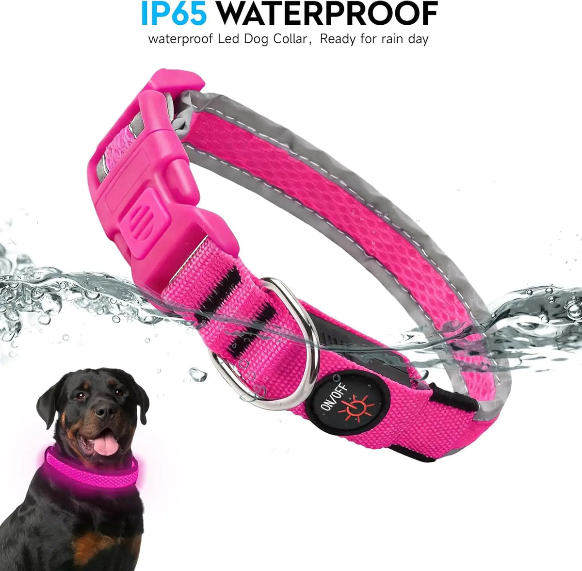 LED Safety Collar - USB Rechargeable, 3 Modes