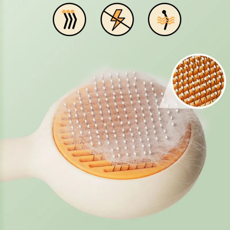 Self-Cleaning Pet Brush – One-Click Hair Release Grooming Comb