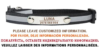 Personalisierte Katzenhalsband – Graviertes Namensschild, reflektierend mit Sicherheitsverschluss & Glöckchen
