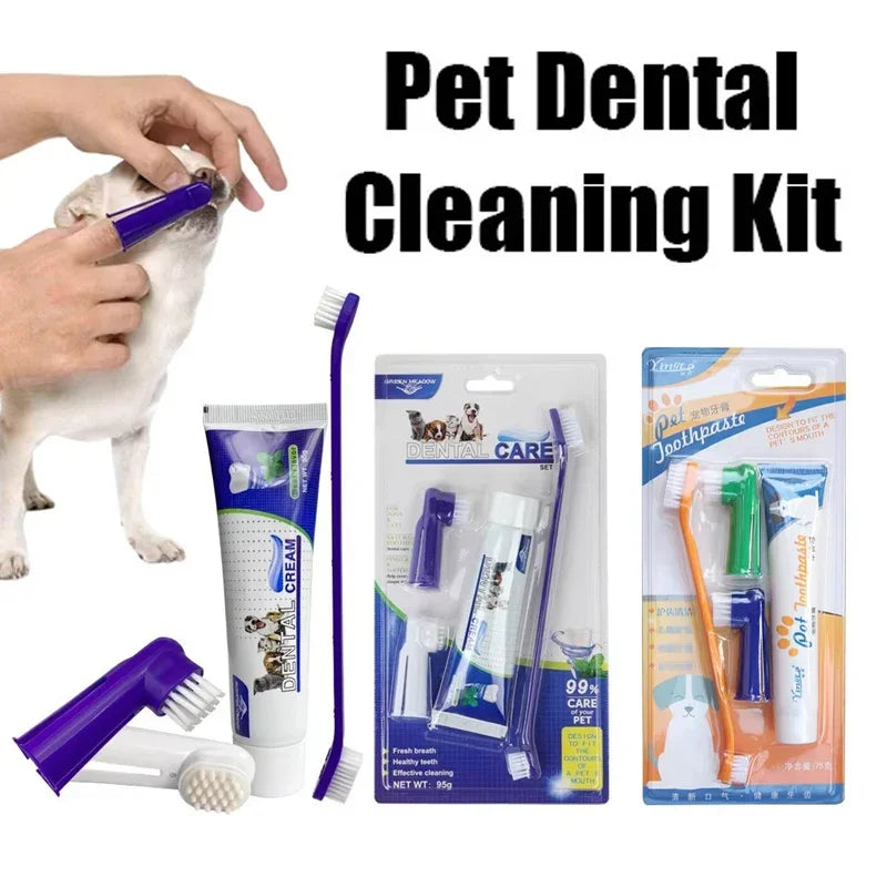 Pet Dental Care Kit - Toothbrush, Finger Brushes & Paste