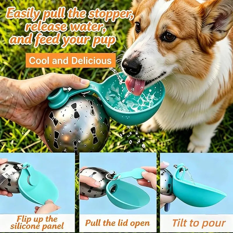 Portable Dog Water Bottle with Built-In Bowl