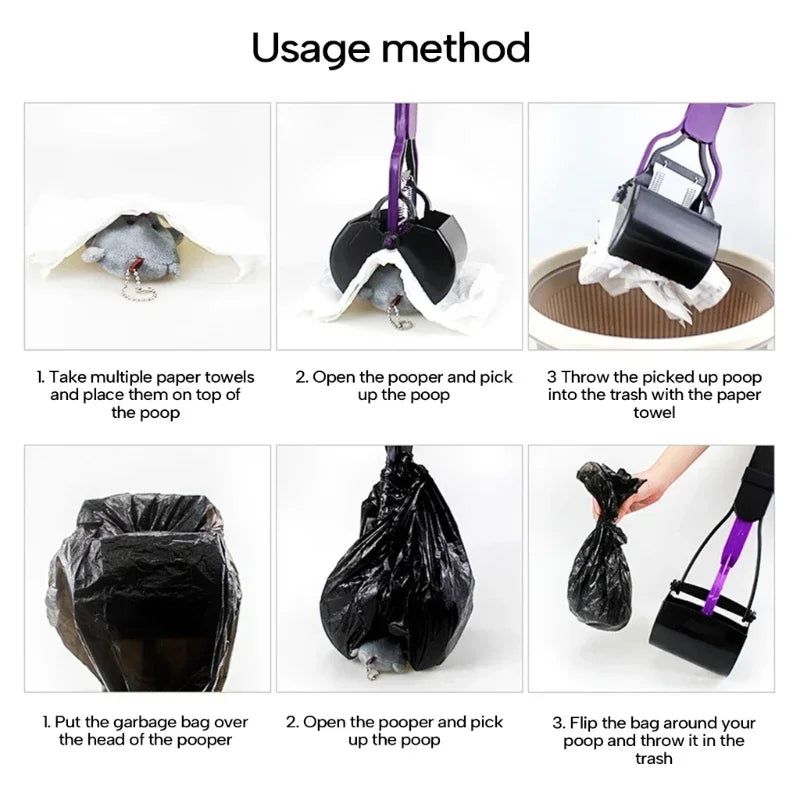 Long-Handle Poop Scooper Set with Bag Holder