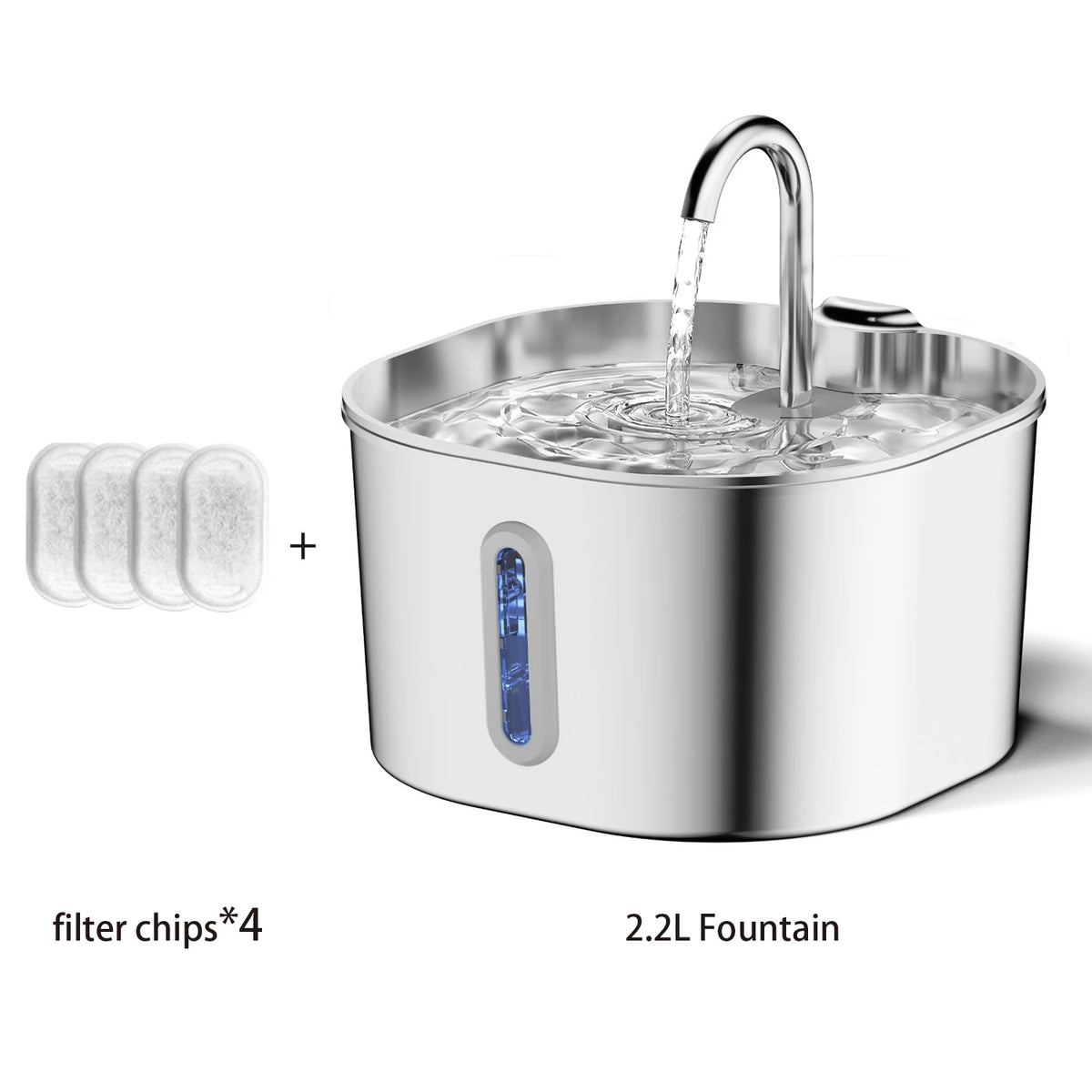 Stainless Steel Pet Water Fountain 2.2L – Quiet USB Drinker