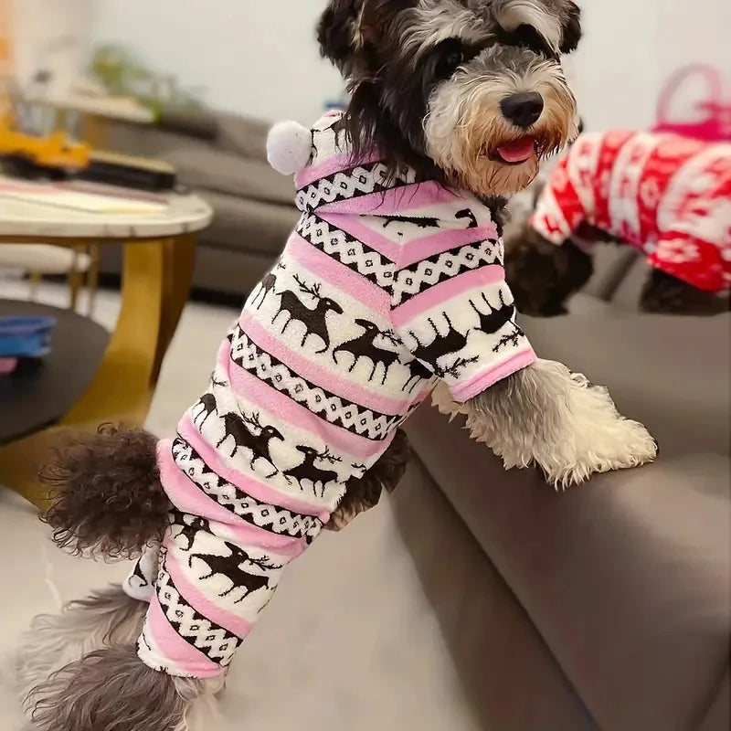 Reindeer Dog Pyjamas – Hooded Christmas Jumpsuit