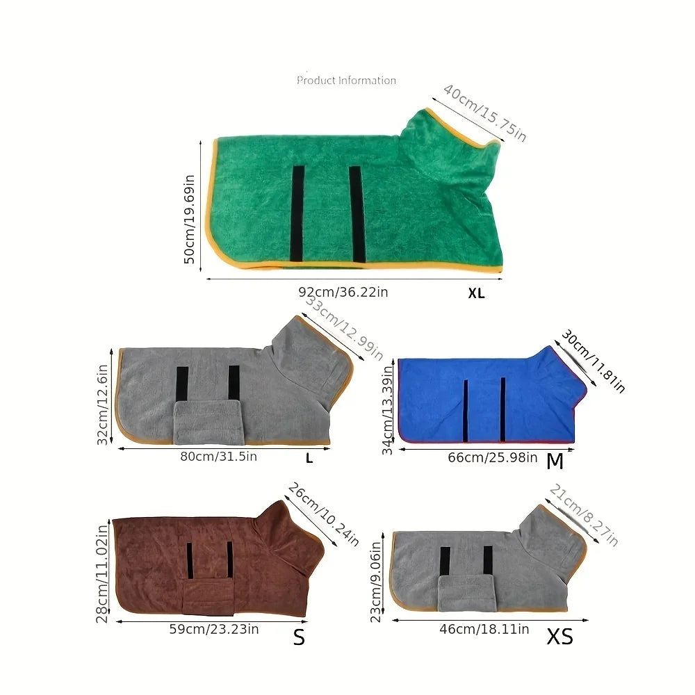 Dog Drying Robe – Absorbent Microfibre Bathrobe Towel