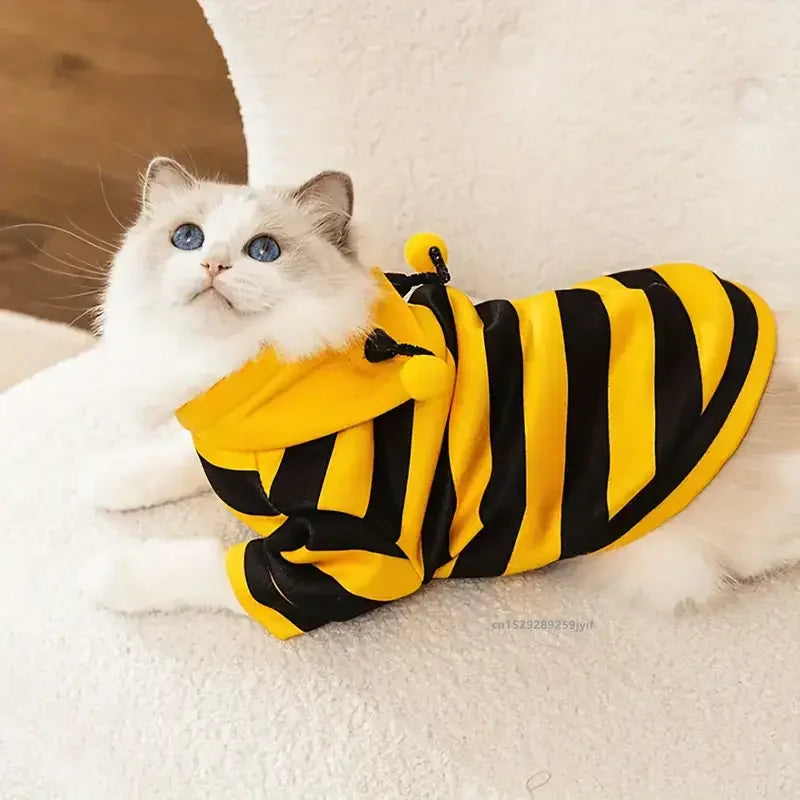 Bienen-Kapuzenpullover für Haustiere – Fleece-Kostüm für Katzen und kleine Hunde