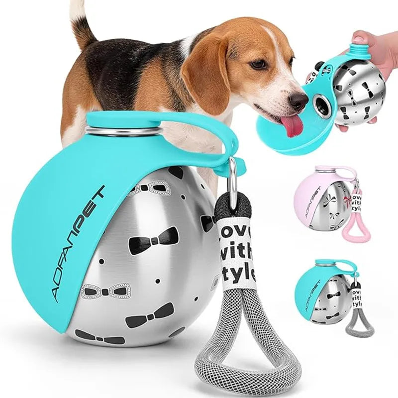 Portable Dog Water Bottle with Built-In Bowl