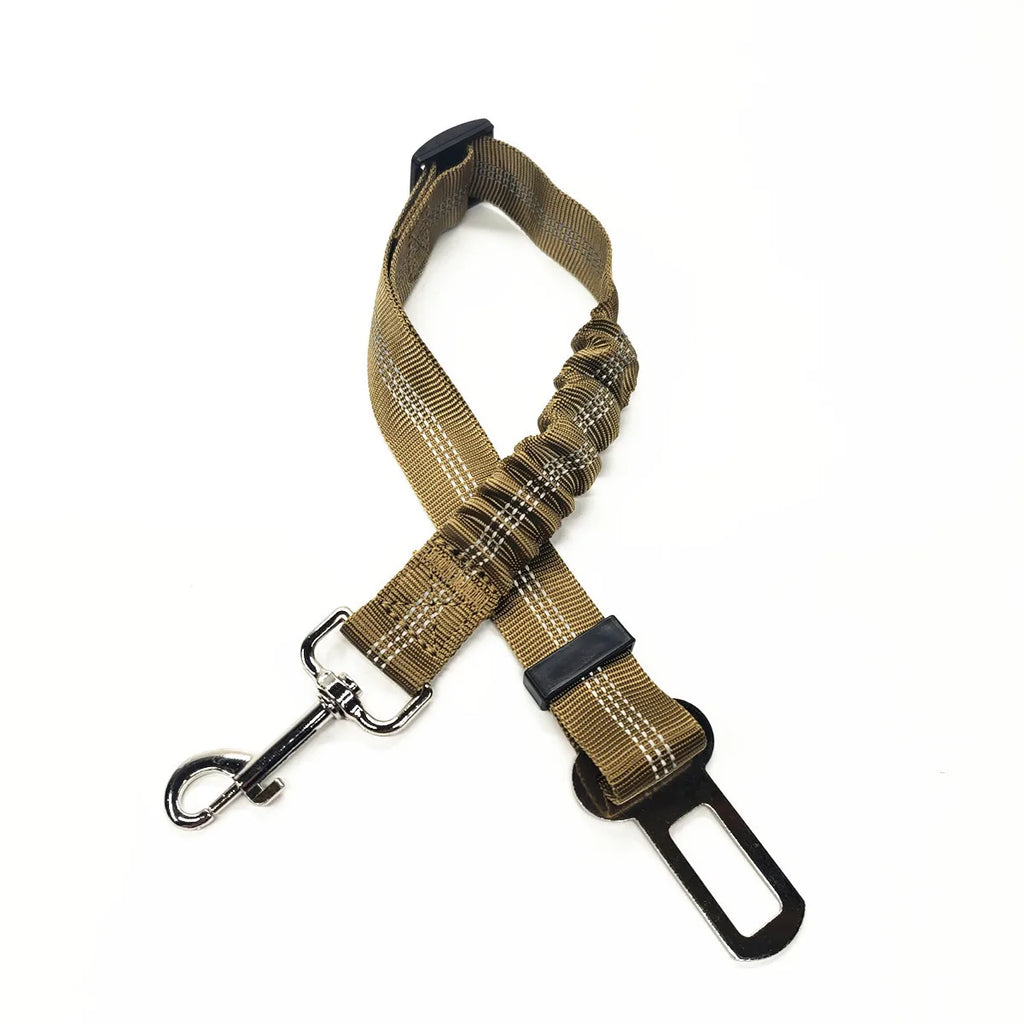 Adjustable Dog Car Seat Belt Tether – Reflective with Elastic Section