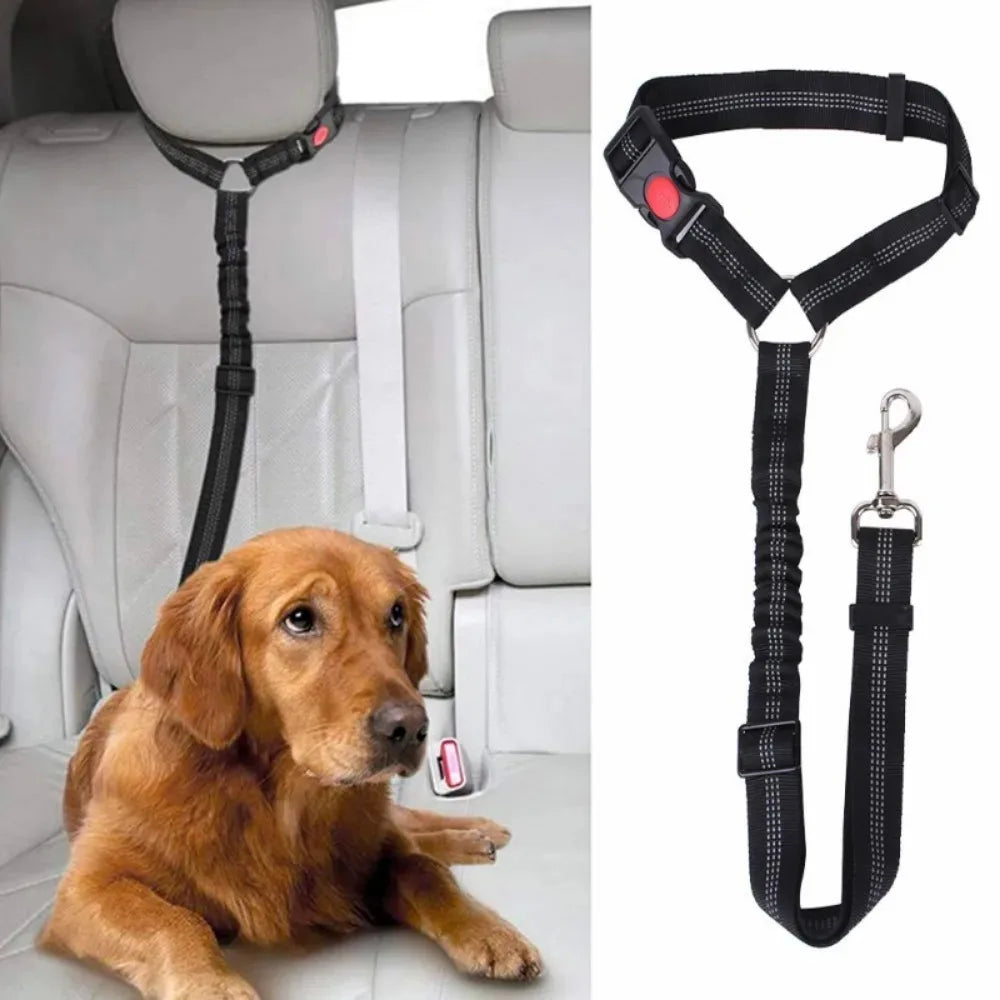Dog Car Seat Belt Tether - Adjustable & Reflective