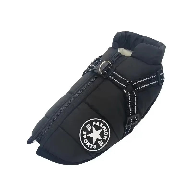Padded Dog Jacket with Built-In Harness – Winter Coat